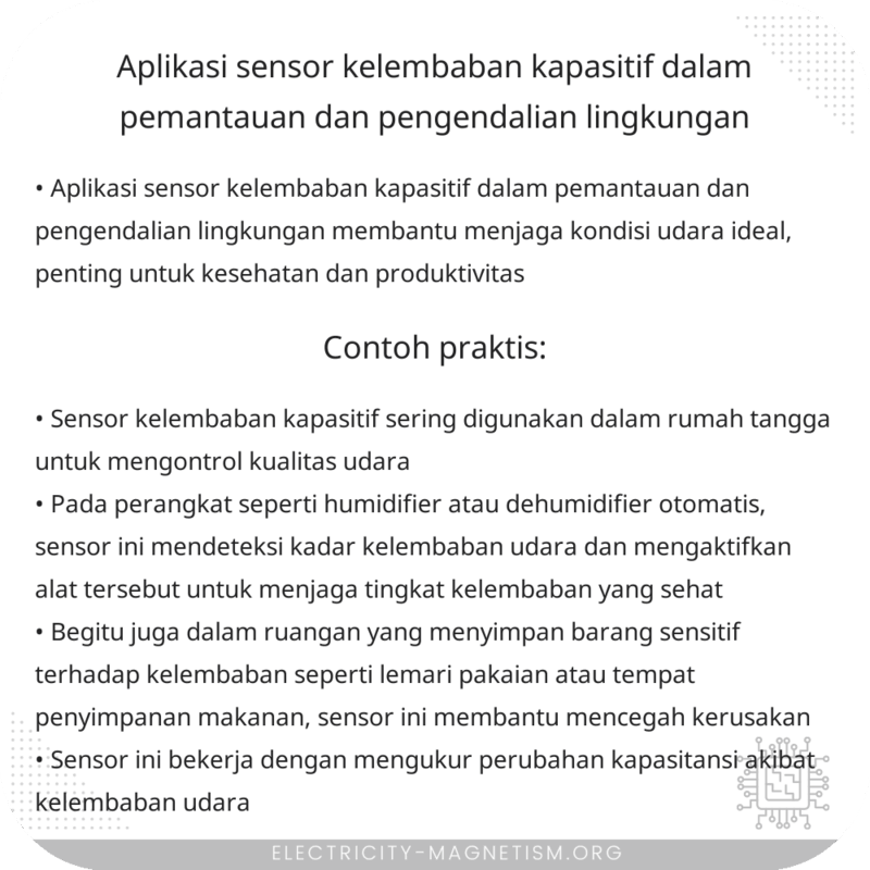 Aplikasi Sensor Kelembaban Kapasitif dalam Pemantauan dan Pengendalian Lingkungan