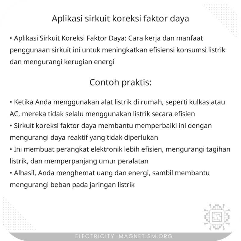 Aplikasi Sirkuit Koreksi Faktor Daya