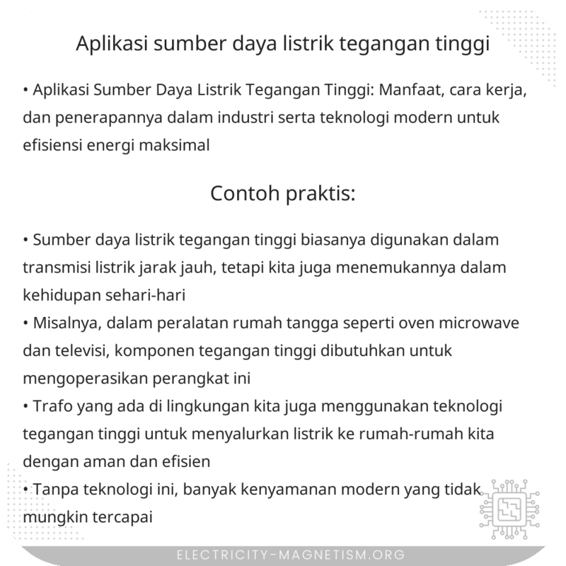 Aplikasi Sumber Daya Listrik Tegangan Tinggi