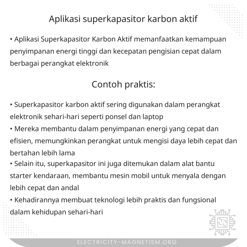 Aplikasi Superkapasitor Karbon Aktif