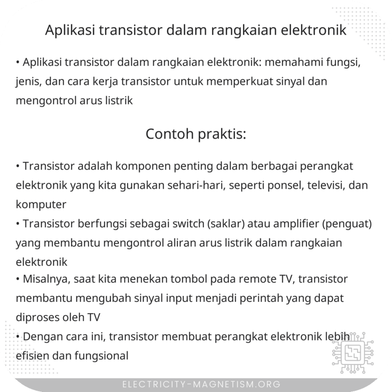 Aplikasi Transistor dalam Rangkaian Elektronik