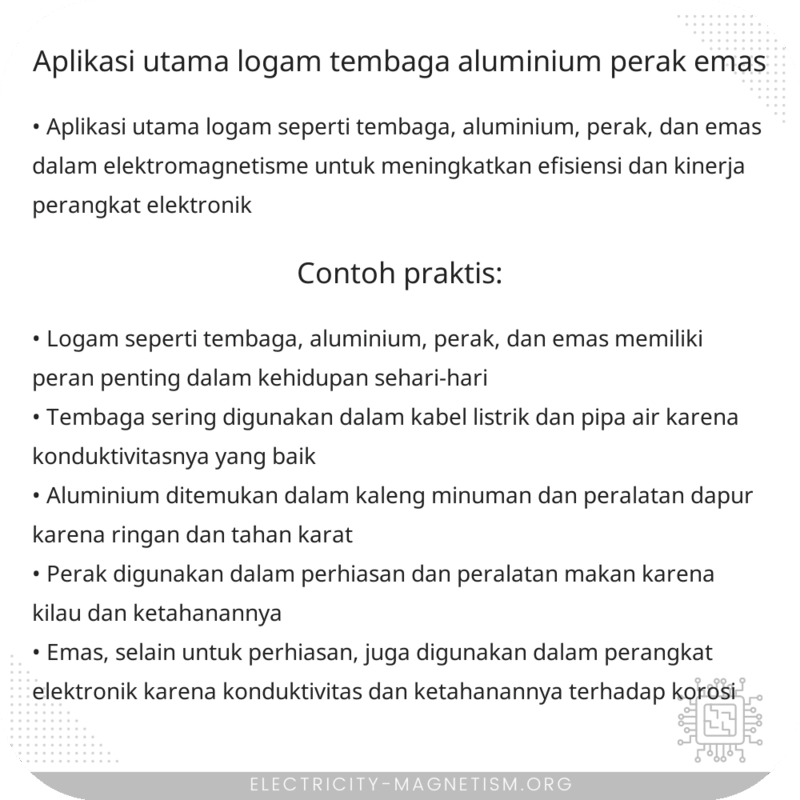 Aplikasi Utama Logam (Tembaga, Aluminium, Perak, Emas)
