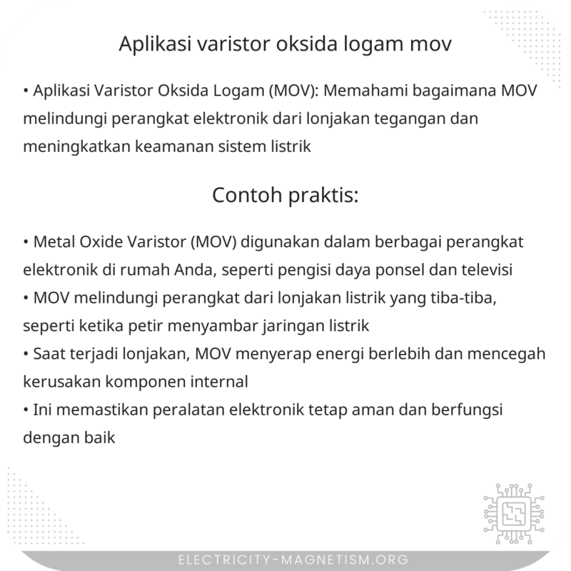 Aplikasi Varistor Oksida Logam (MOV)