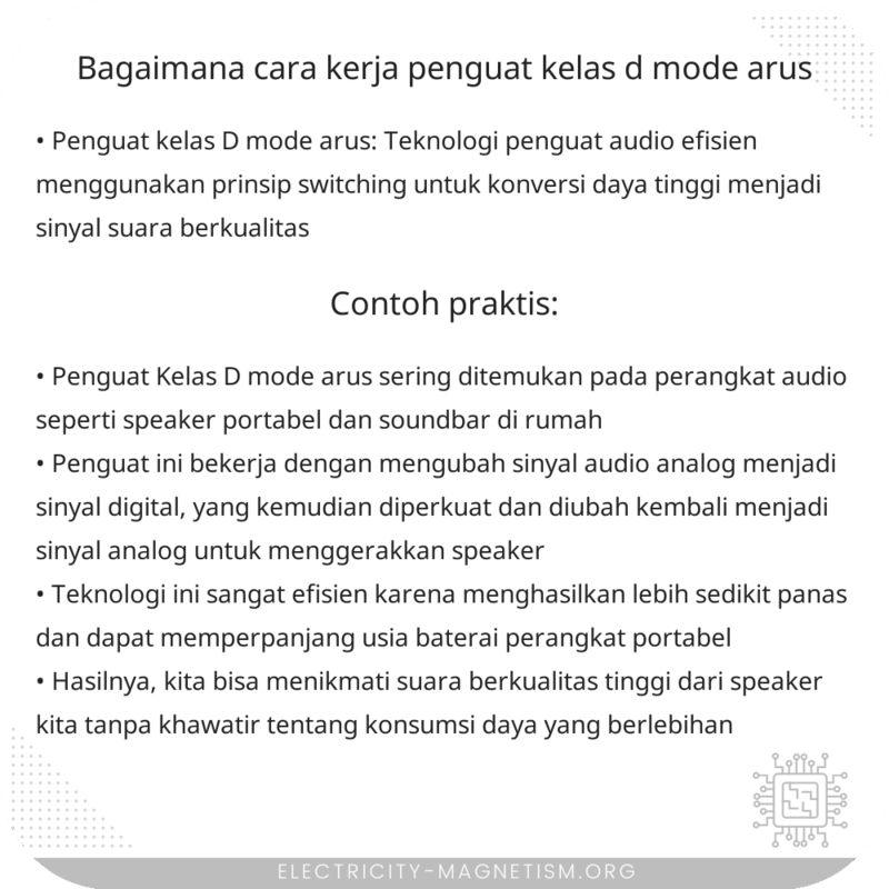 Bagaimana Cara Kerja Penguat Kelas D Mode Arus?