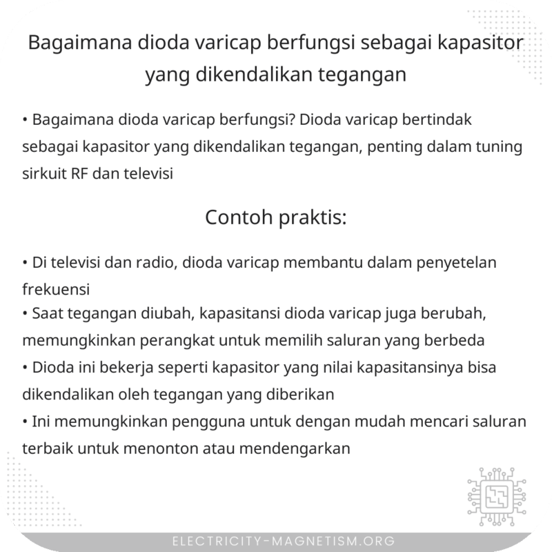 Bagaimana Dioda Varicap Berfungsi sebagai Kapasitor yang Dikendalikan Tegangan?