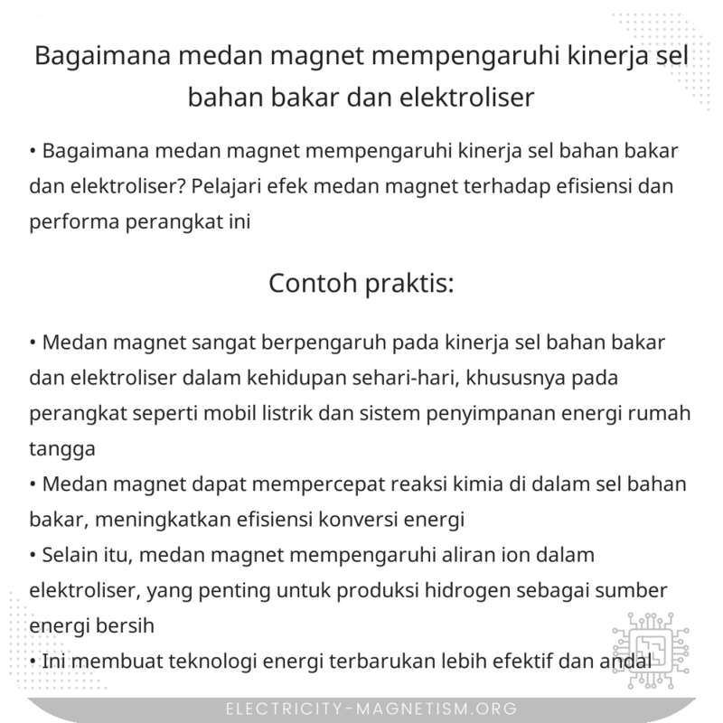 Bagaimana Medan Magnet Mempengaruhi Kinerja Sel Bahan Bakar dan Elektroliser?