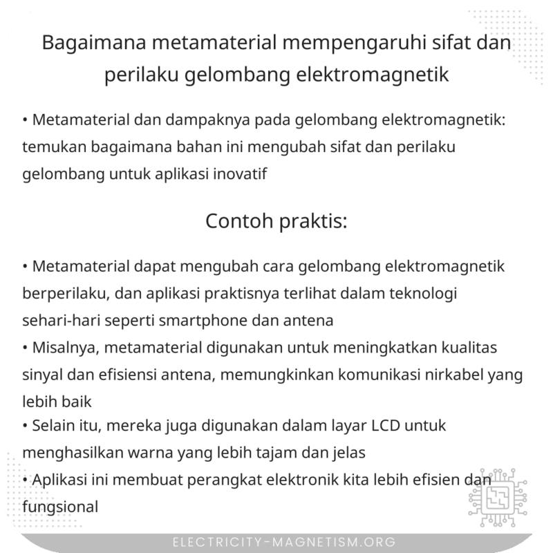 Bagaimana Metamaterial Mempengaruhi Sifat dan Perilaku Gelombang Elektromagnetik?