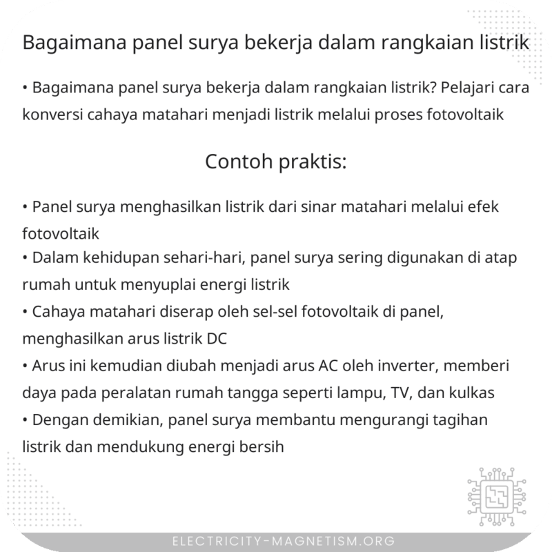 Bagaimana Panel Surya Bekerja dalam Rangkaian Listrik?