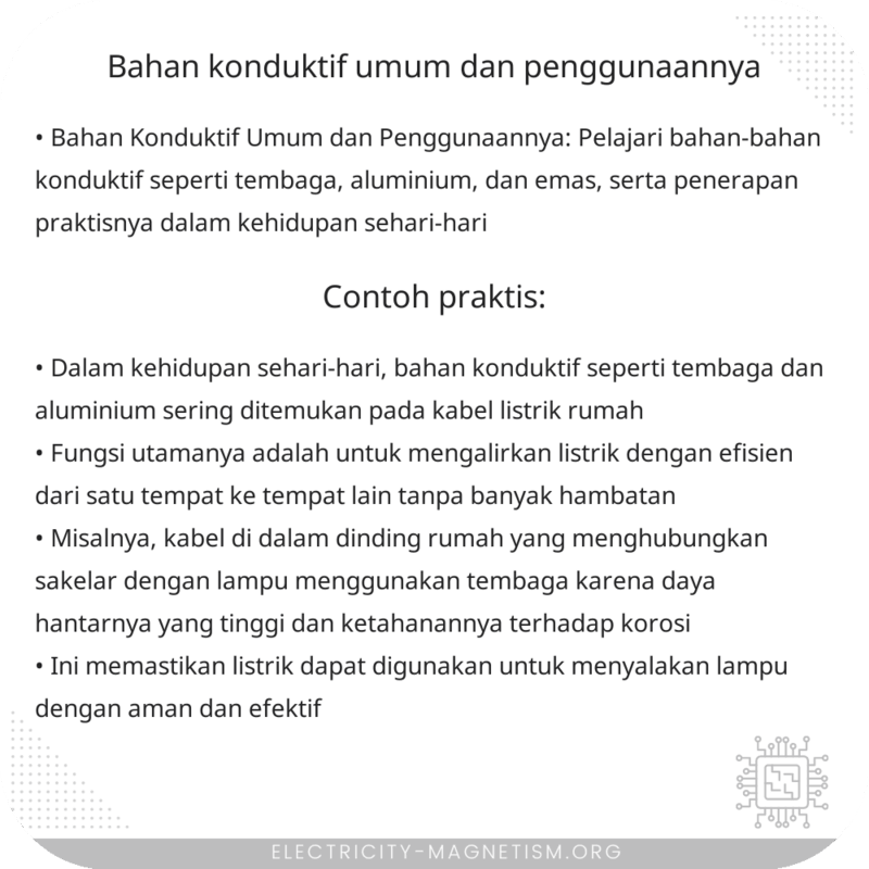 Bahan Konduktif Umum dan Penggunaannya