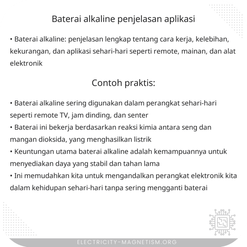 Baterai Alkaline | Penjelasan Aplikasi