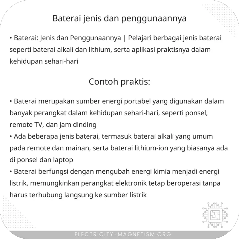 Baterai | Jenis dan Penggunaannya