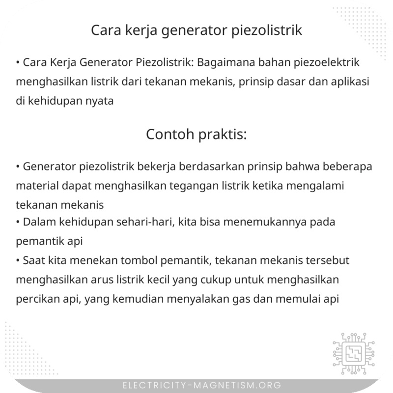 Cara Kerja Generator Piezolistrik