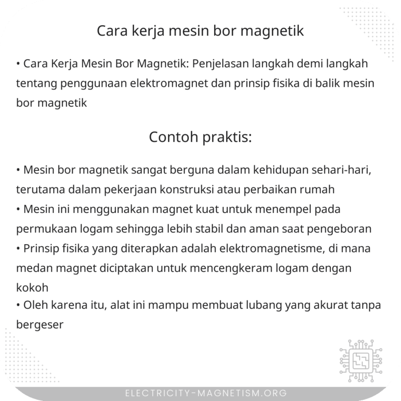 Cara Kerja Mesin Bor Magnetik