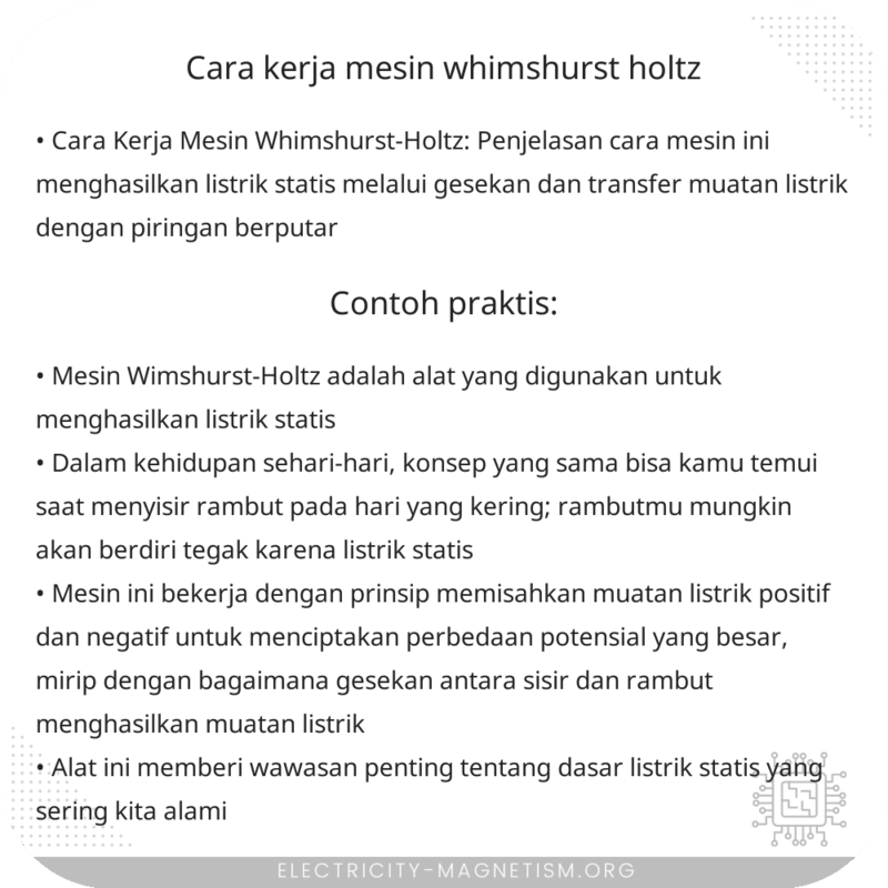 Cara Kerja Mesin Whimshurst-Holtz