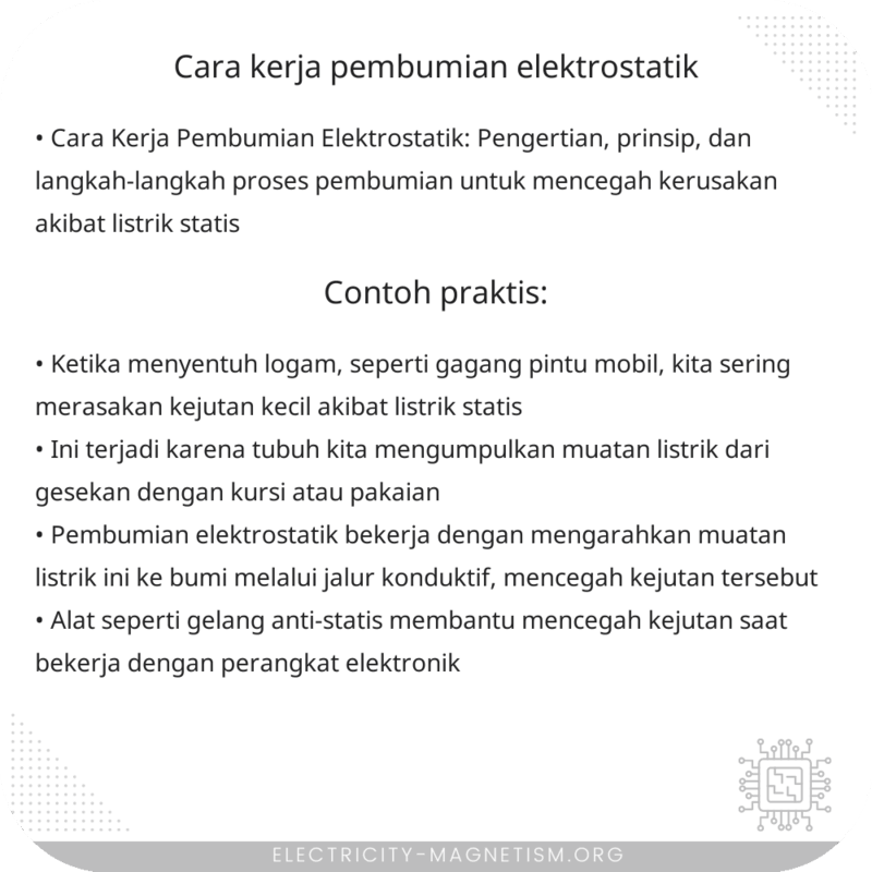 Cara Kerja Pembumian Elektrostatik