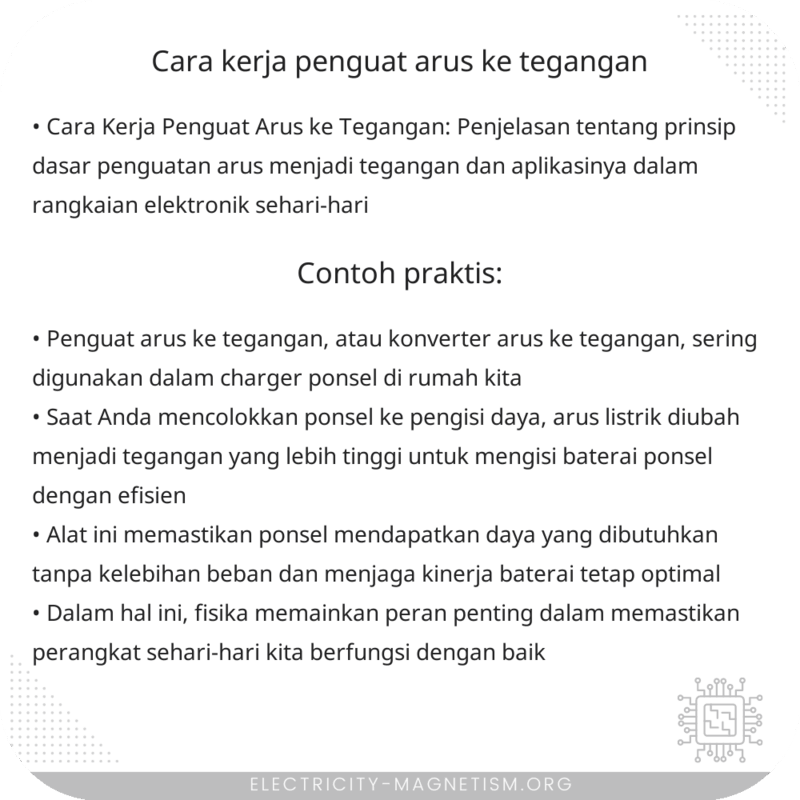 Cara Kerja Penguat Arus ke Tegangan