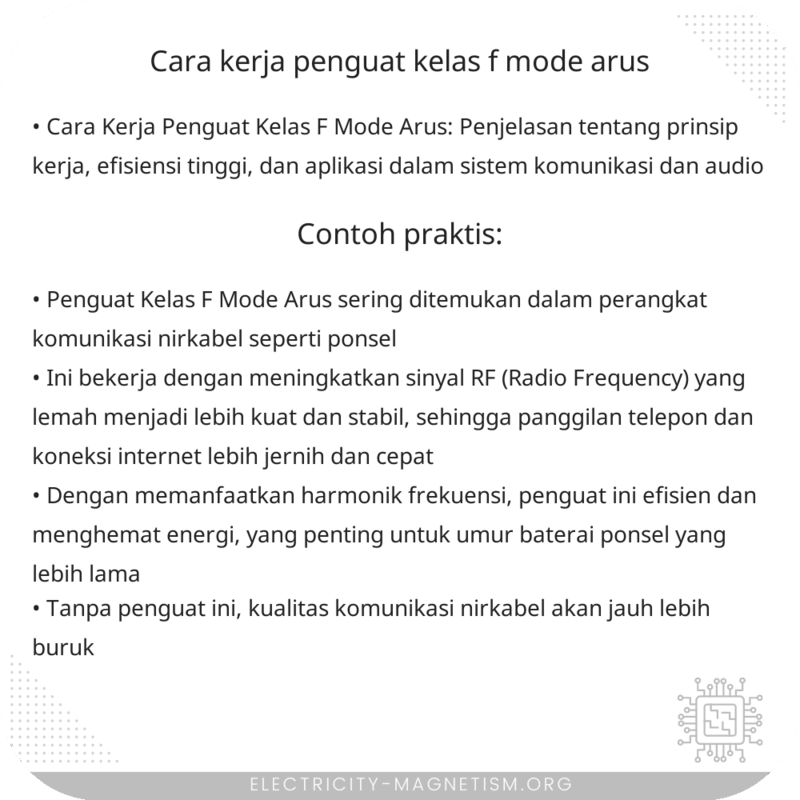 Cara Kerja Penguat Kelas F Mode Arus
