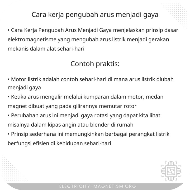 Cara Kerja Pengubah Arus Menjadi Gaya