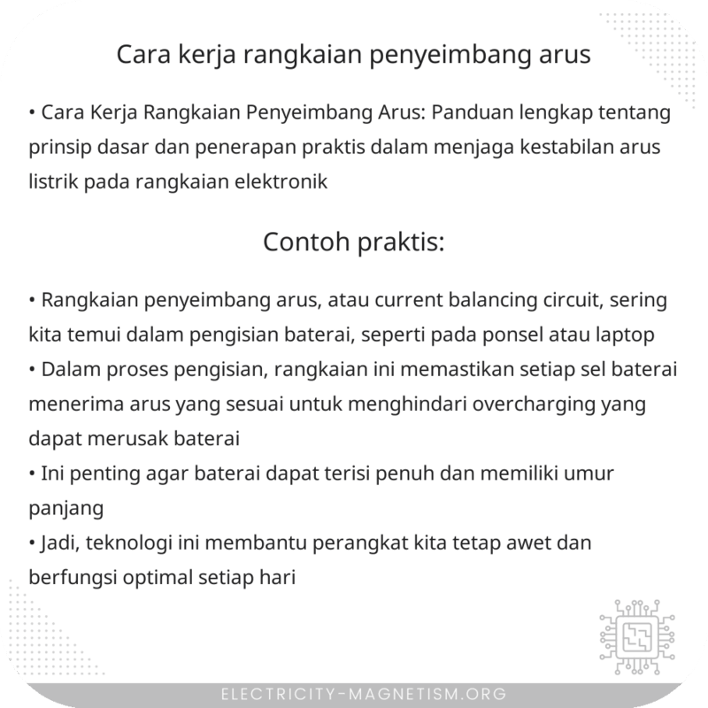 Cara Kerja Rangkaian Penyeimbang Arus