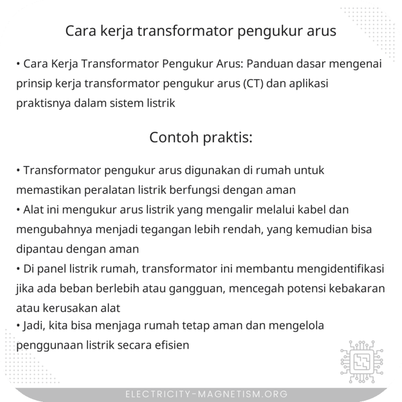 Cara Kerja Transformator Pengukur Arus