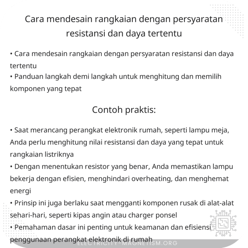 Cara Mendesain Rangkaian dengan Persyaratan Resistansi dan Daya Tertentu