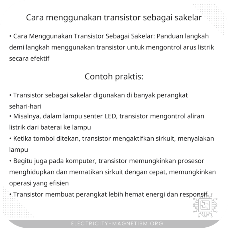 Cara Menggunakan Transistor Sebagai Sakelar