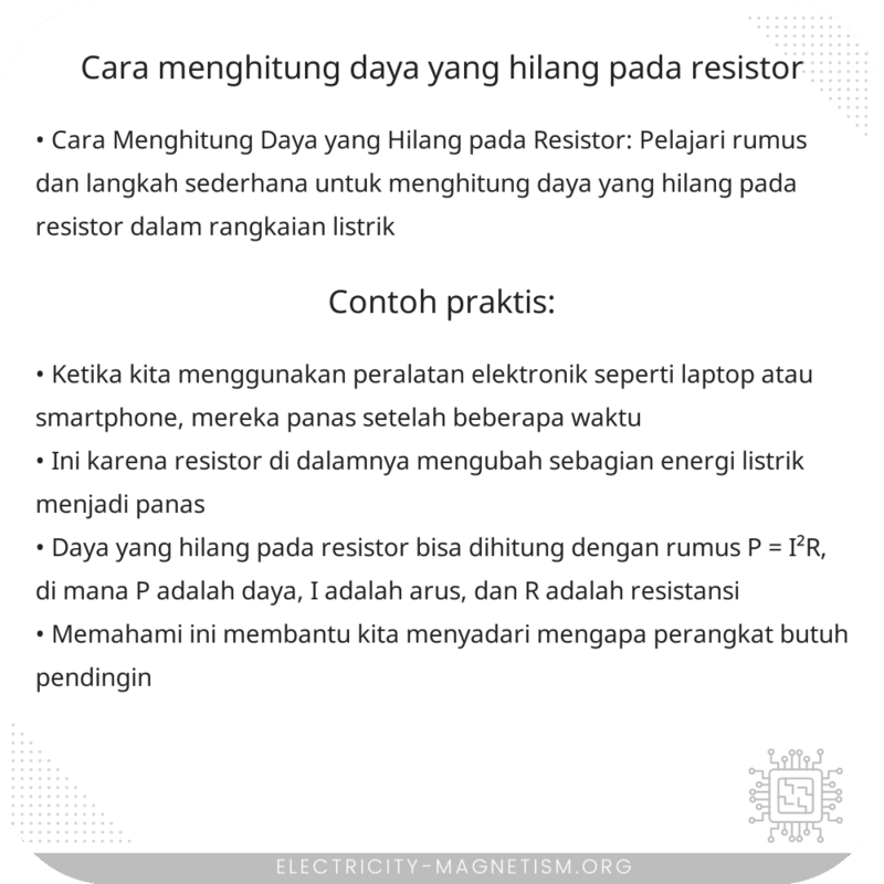 Cara Menghitung Daya yang Hilang pada Resistor