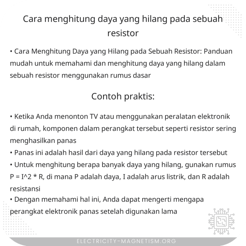 Cara Menghitung Daya yang Hilang pada Sebuah Resistor