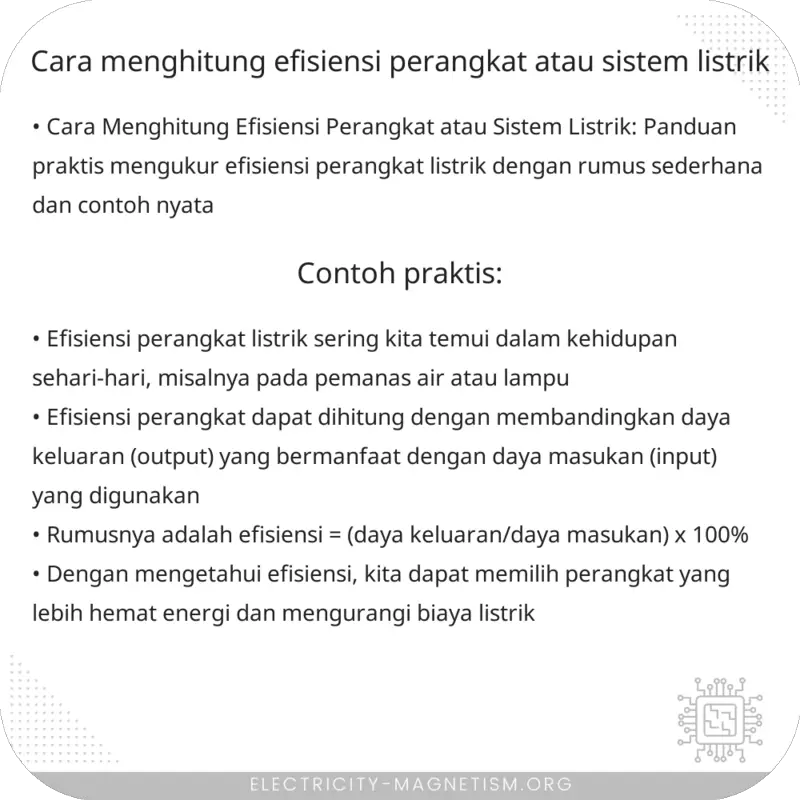 Cara Menghitung Efisiensi Perangkat atau Sistem Listrik