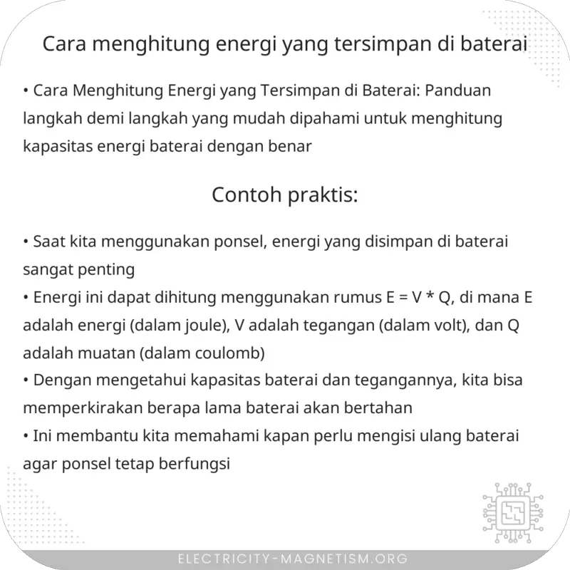 Cara Menghitung Energi yang Tersimpan di Baterai
