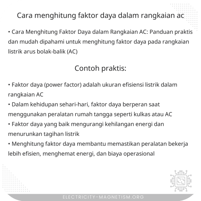 Cara Menghitung Faktor Daya dalam Rangkaian AC