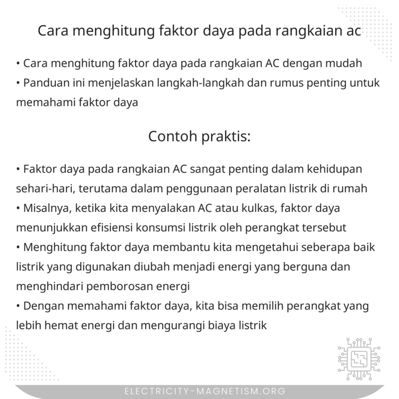 Cara Menghitung Faktor Daya pada Rangkaian AC