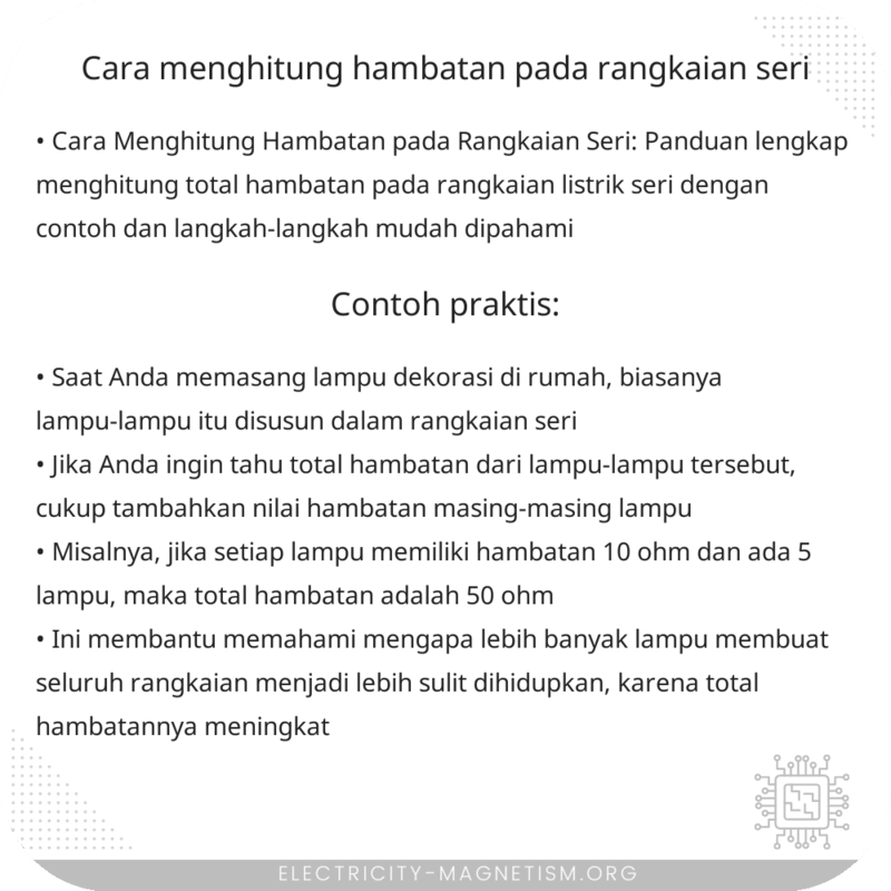 Cara Menghitung Hambatan pada Rangkaian Seri