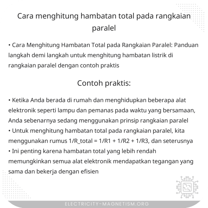 Cara Menghitung Hambatan Total pada Rangkaian Paralel