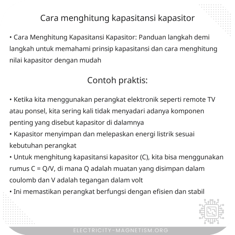 Cara Menghitung Kapasitansi Kapasitor