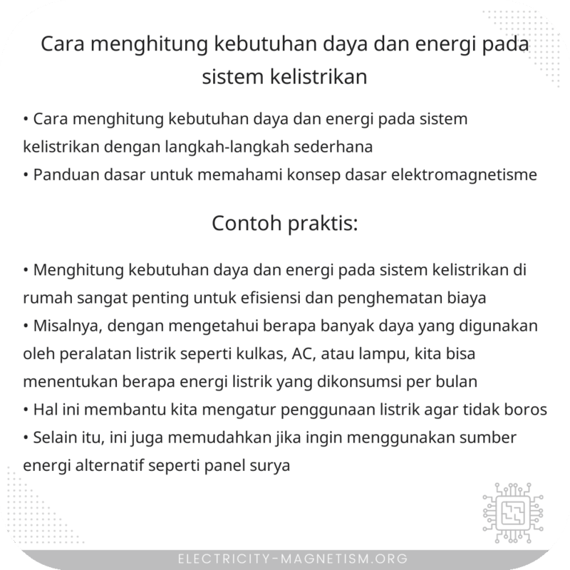 Cara Menghitung Kebutuhan Daya dan Energi pada Sistem Kelistrikan