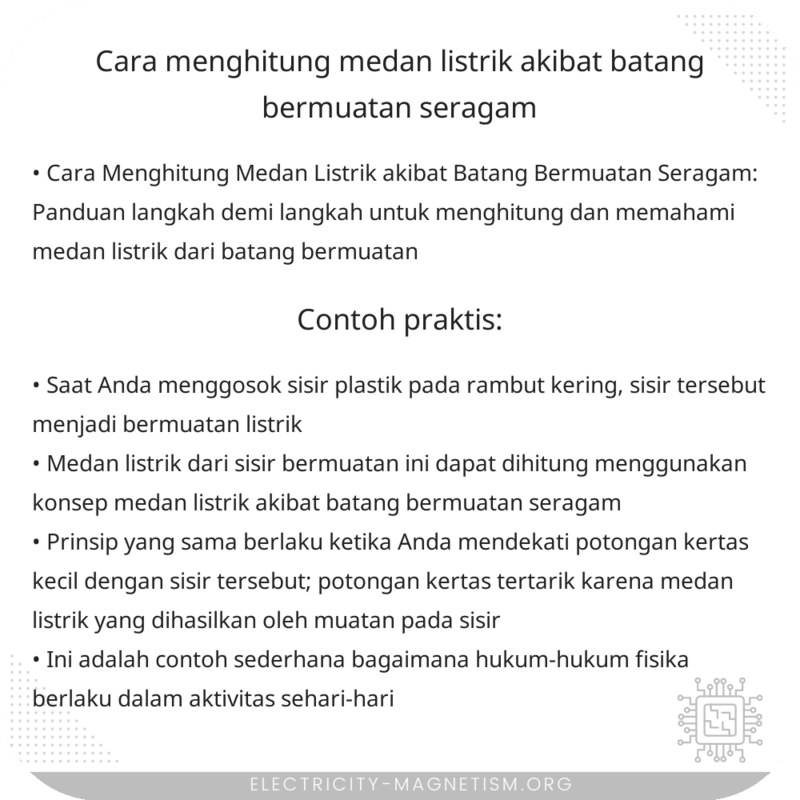 Cara Menghitung Medan Listrik akibat Batang Bermuatan Seragam