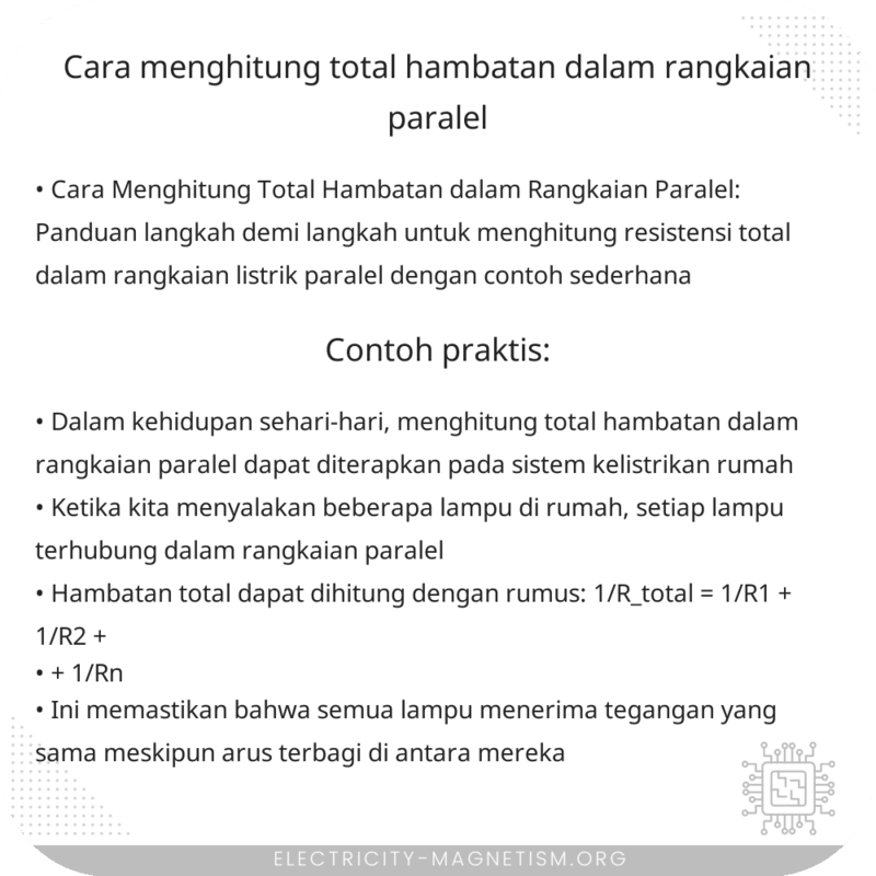 Cara Menghitung Total Hambatan dalam Rangkaian Paralel