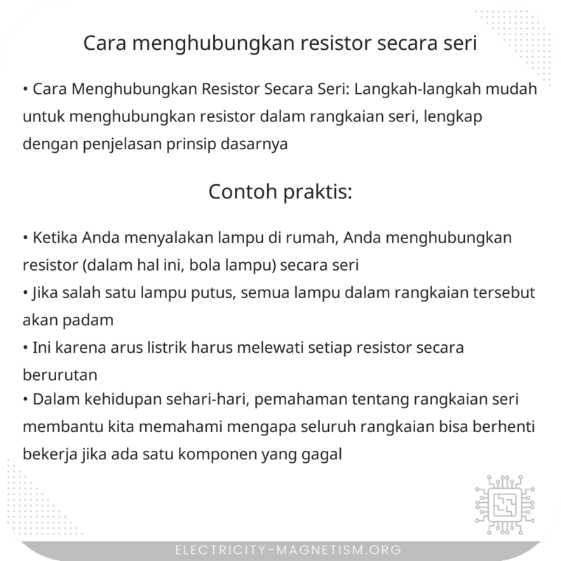 Cara Menghubungkan Resistor Secara Seri