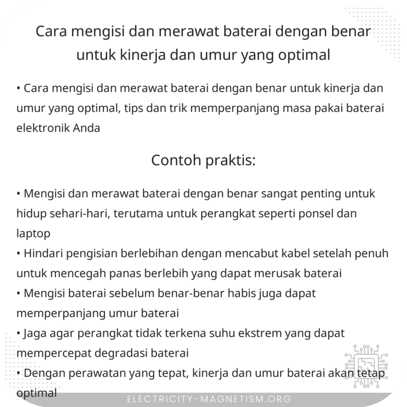 Cara Mengisi dan Merawat Baterai dengan Benar untuk Kinerja dan Umur yang Optimal