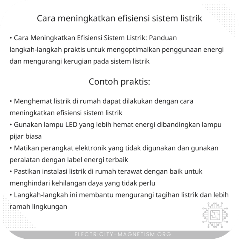 Cara Meningkatkan Efisiensi Sistem Listrik