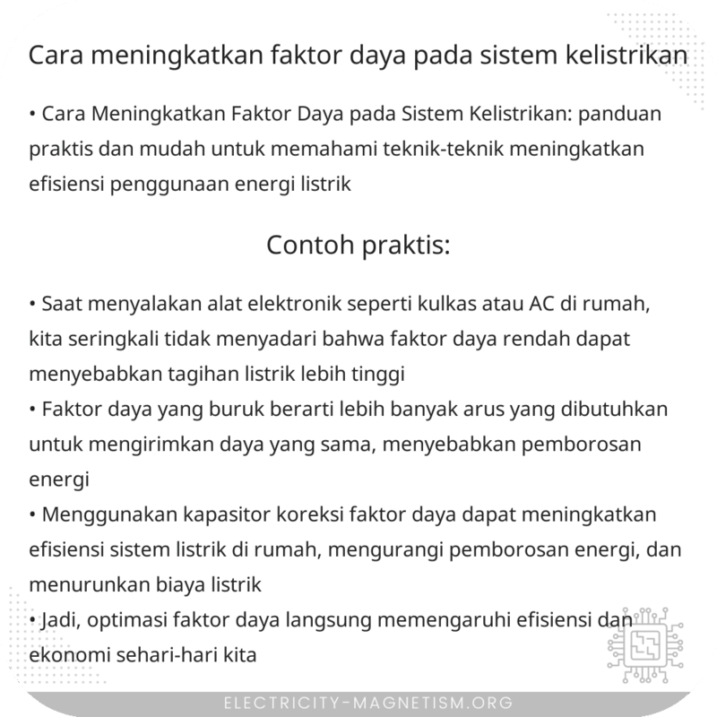 Cara Meningkatkan Faktor Daya pada Sistem Kelistrikan