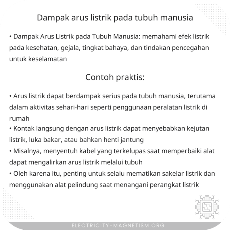 Dampak Arus Listrik pada Tubuh Manusia