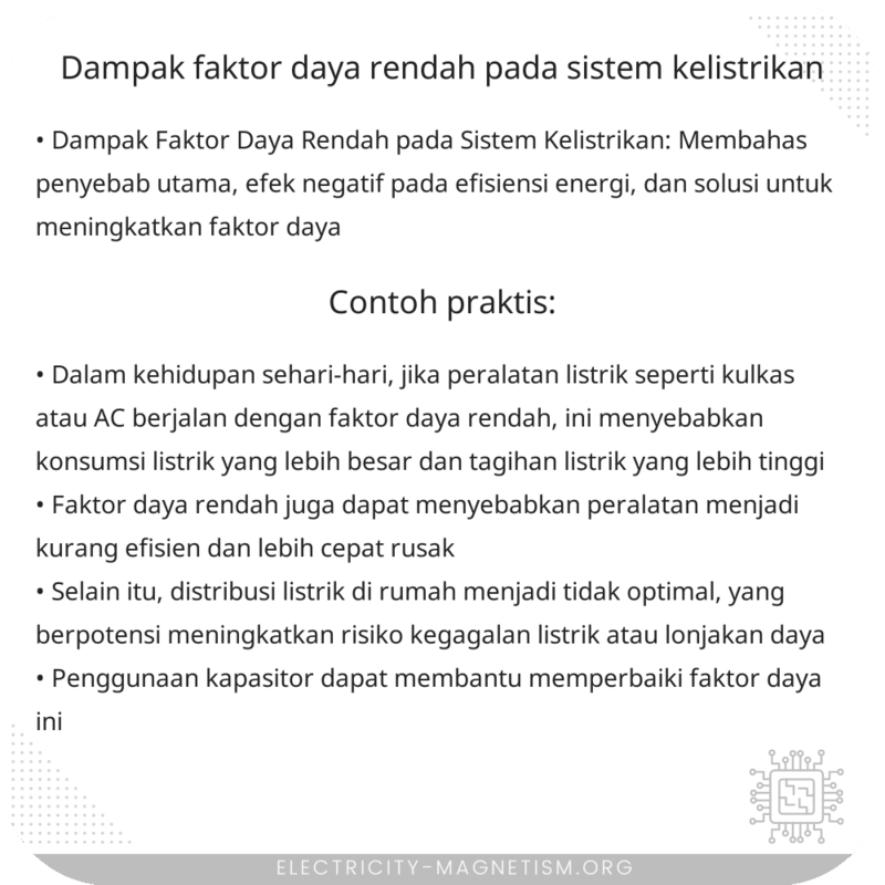 Dampak Faktor Daya Rendah pada Sistem Kelistrikan