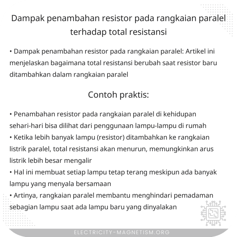Dampak Penambahan Resistor pada Rangkaian Paralel terhadap Total Resistansi