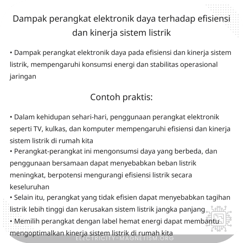 Dampak Perangkat Elektronik Daya terhadap Efisiensi dan Kinerja Sistem Listrik