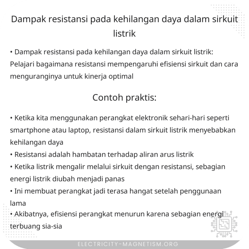Dampak Resistansi pada Kehilangan Daya dalam Sirkuit Listrik