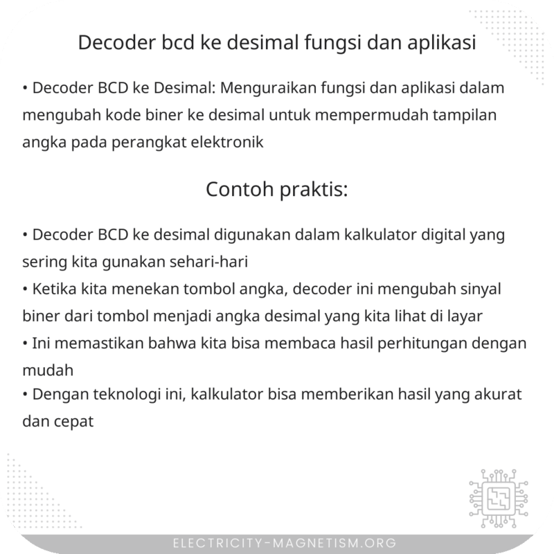 Decoder BCD ke Desimal | Fungsi dan Aplikasi