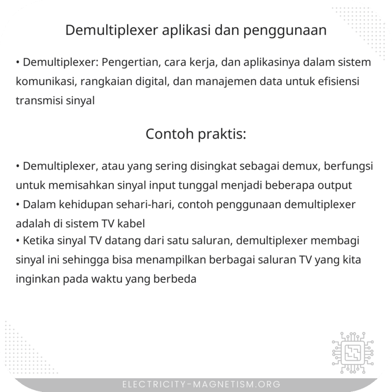 Demultiplexer | Aplikasi dan Penggunaan