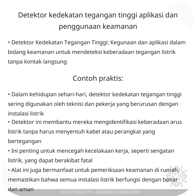 Detektor Kedekatan Tegangan Tinggi | Aplikasi dan Penggunaan Keamanan
